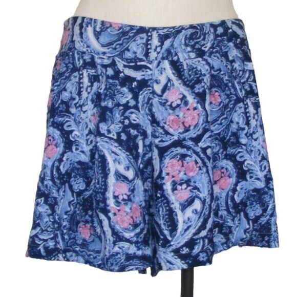 Torrid Pleated Shorts, 2/2X, Blue Paisley/Pink Floral, Short/Mini length, Poly - Picture 1 of 11